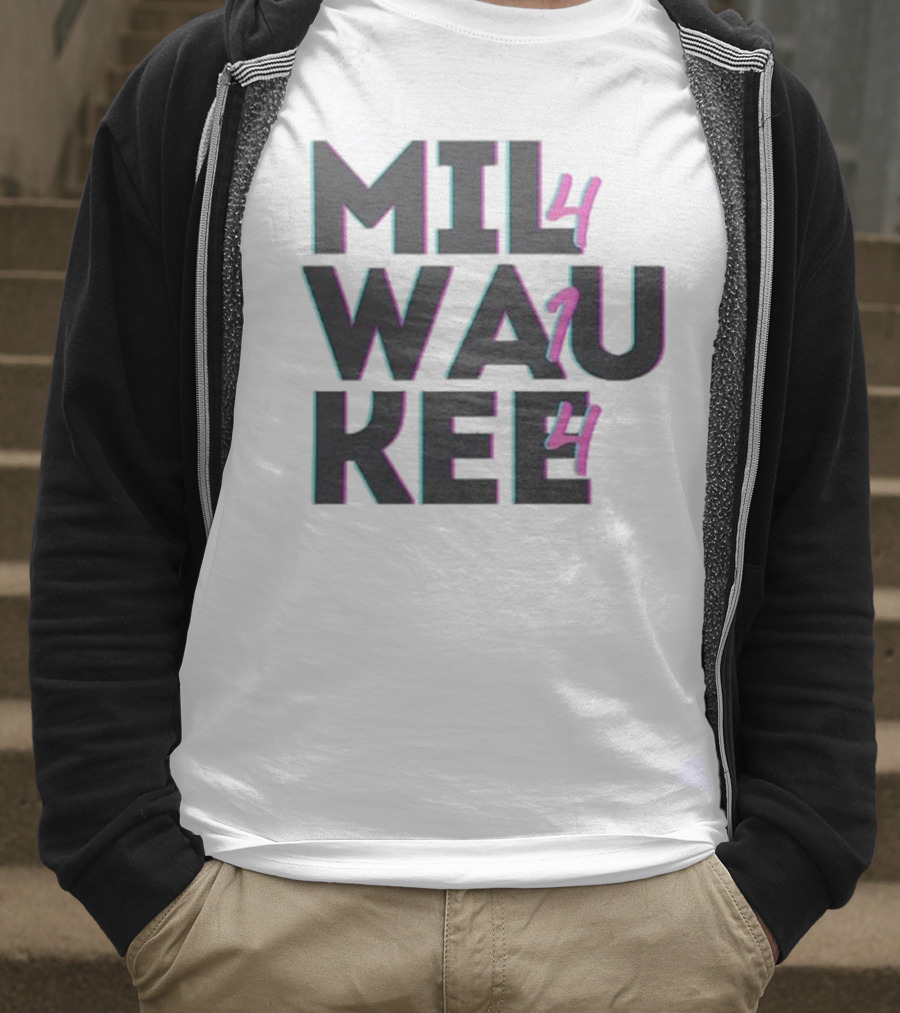 Milwaukee 414 Vintage Neon Typography Bold Statement T-Shirt