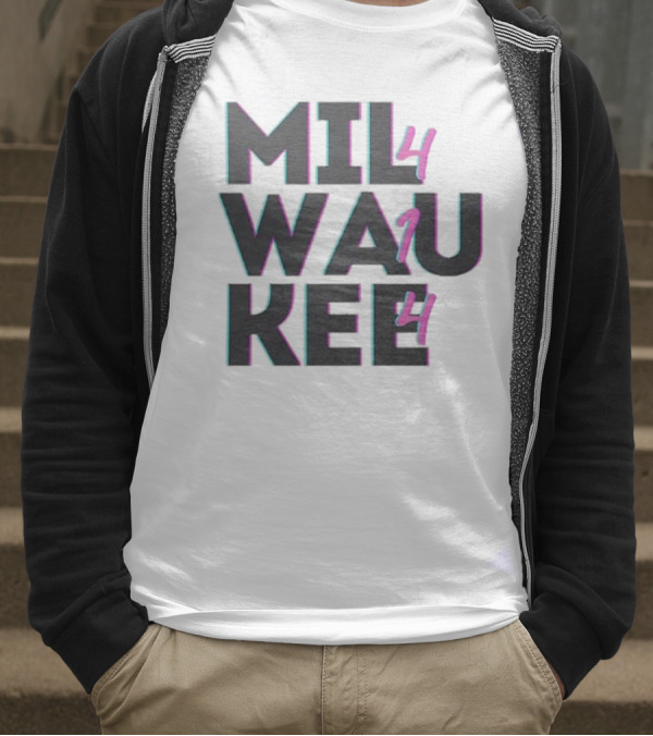 Milwaukee 414 Vintage Neon Typography Bold Statement T-Shirt