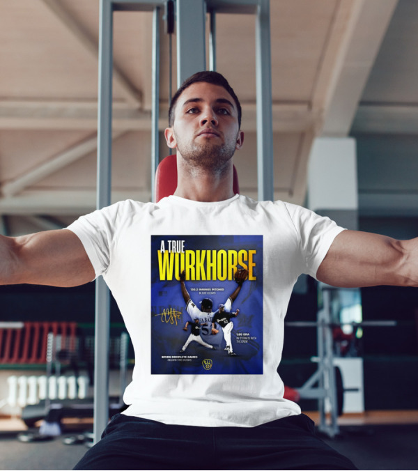 A True Workhorse Milwaukee Brewers CC Sabathia 130.2 Innings 82 Days 1.65 ERA Seven Complete Games Signature T-Shirt