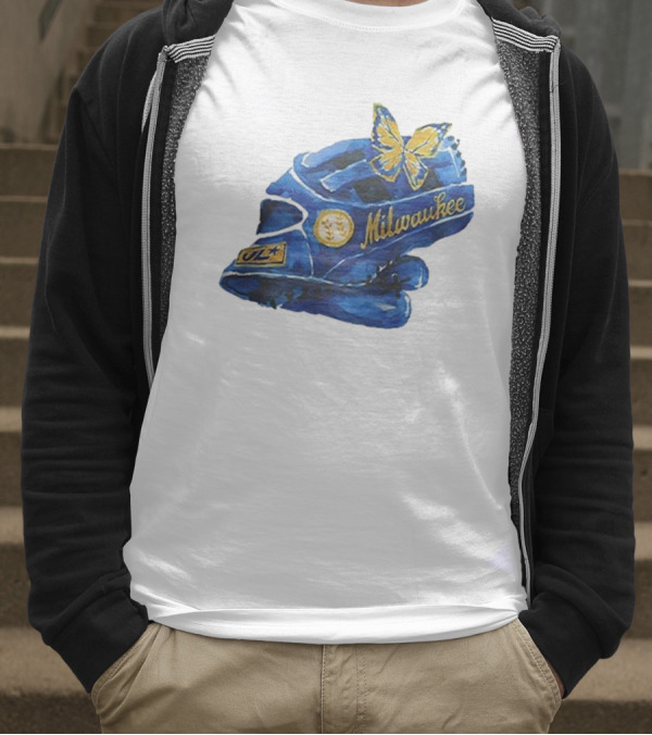Milwaukee Brewers Hupy And Abraham Day Catcher's Mask With Butterfly And Key Symbols T-Shirt