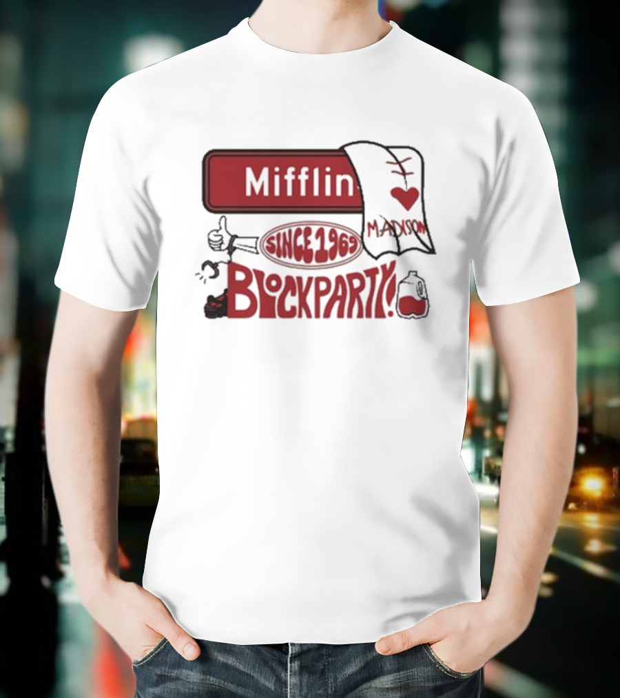 Mifflin Block Party Madison Since 1969 Heart Thumbs Up T-Shirt