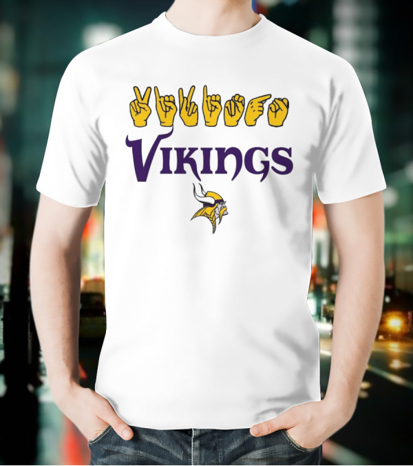 Minnesota Vikings NFL ASL Love Sign American Sign Language T-Shirt