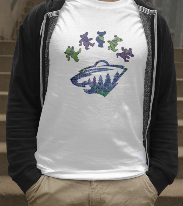 Minnesota Wild NHL Grateful Dead Night 2025 Dancing Bears Hockey T-Shirt