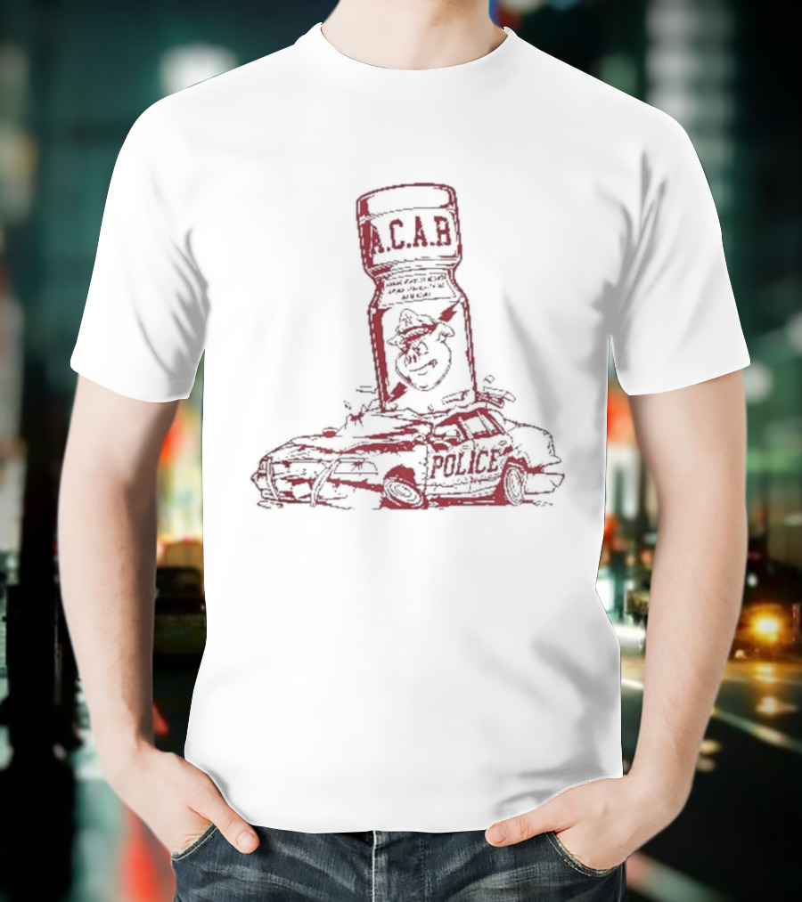 More Poppers Less Coppers ACAB Police Car T-Shirt
