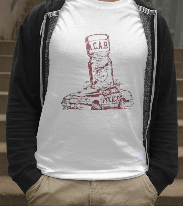 More Poppers Less Coppers ACAB Police Car T-Shirt