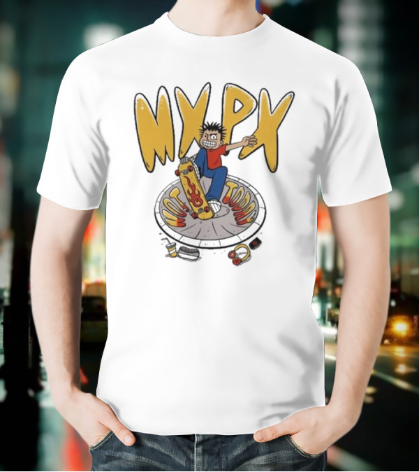 MXPX Today I'm Easy Skateboard Character With Flame Deck T-Shirt