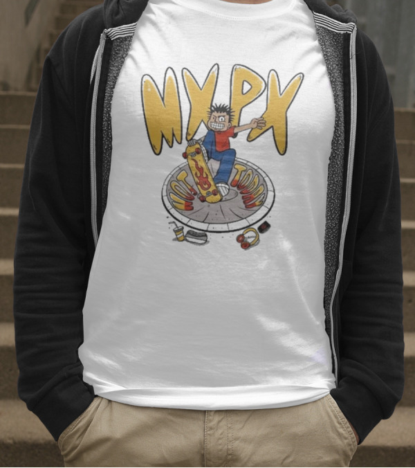 MXPX Today I'm Easy Skateboard Character With Flame Deck T-Shirt