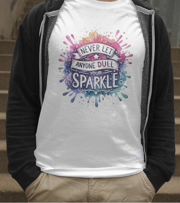 Never Let Anyone Dull Your Sparkle Watercolor Splatter Art T-Shirt