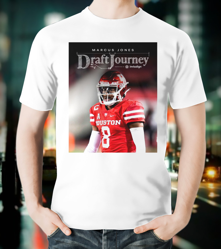 Marcus Jones New England Patriots NFL Draft Journey Houston Football T-Shirt