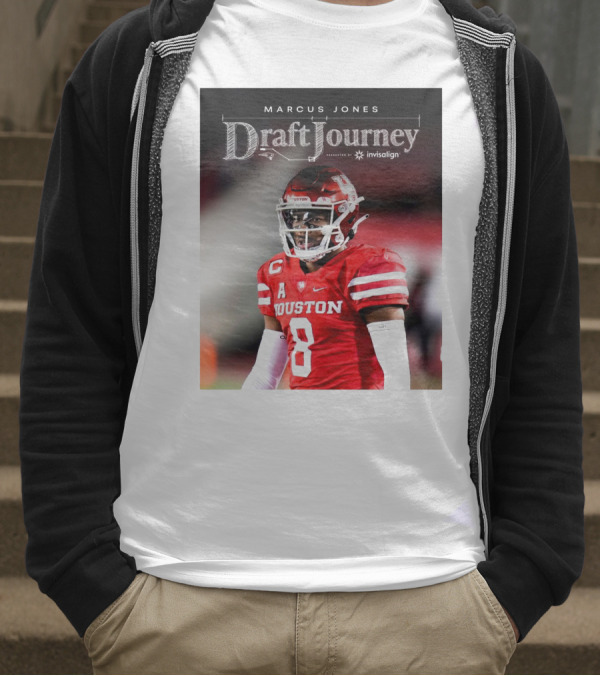 Marcus Jones New England Patriots NFL Draft Journey Houston Football T-Shirt