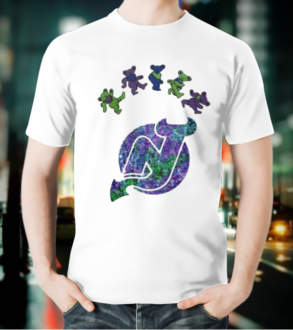 New Jersey Devils Grateful Dead Night 2025 Dancing Bears Iconic Hockey Event T-Shirt