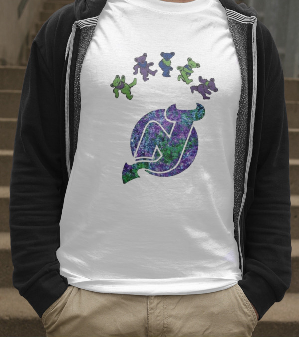 New Jersey Devils Grateful Dead Night 2025 Dancing Bears Iconic Hockey Event T-Shirt