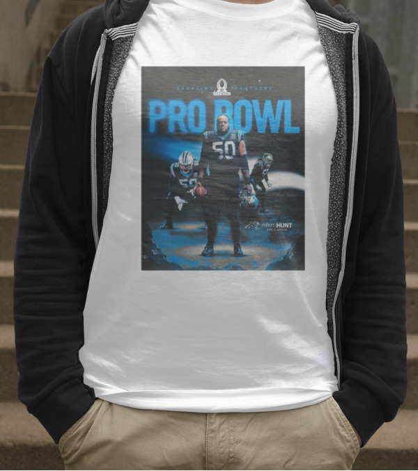 Carolina Panthers Pro Bowl 2025 Robert Hunt 50 Guard Signature NFL T-Shirt