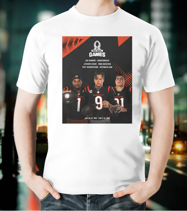 Pro Bowl Games 2025 Joe Burrow Ja’marr Chase Trey Hendrickson Jan 30 Feb 2 Bengals NFL T-Shirt