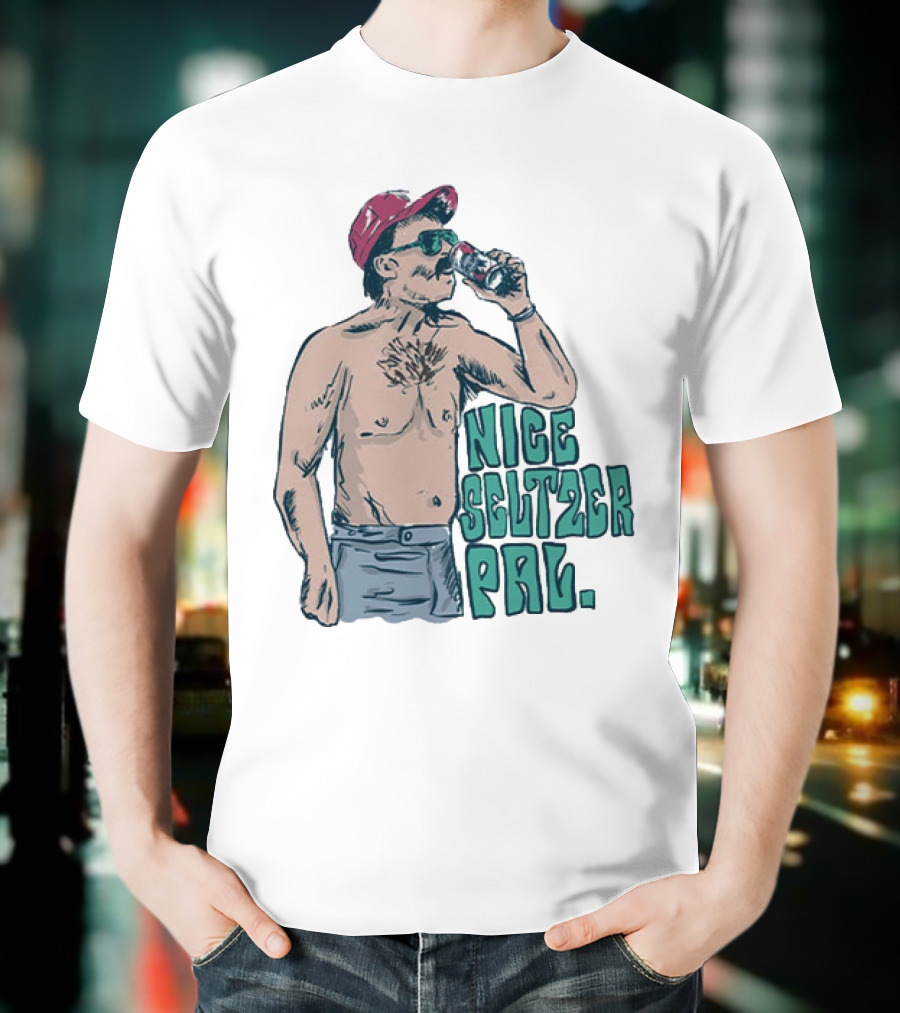 Nice Seltzer Pal 4.0 Cartoon Graphic Of Less Man In Cap And Sunglasses With Drink T-Shirt