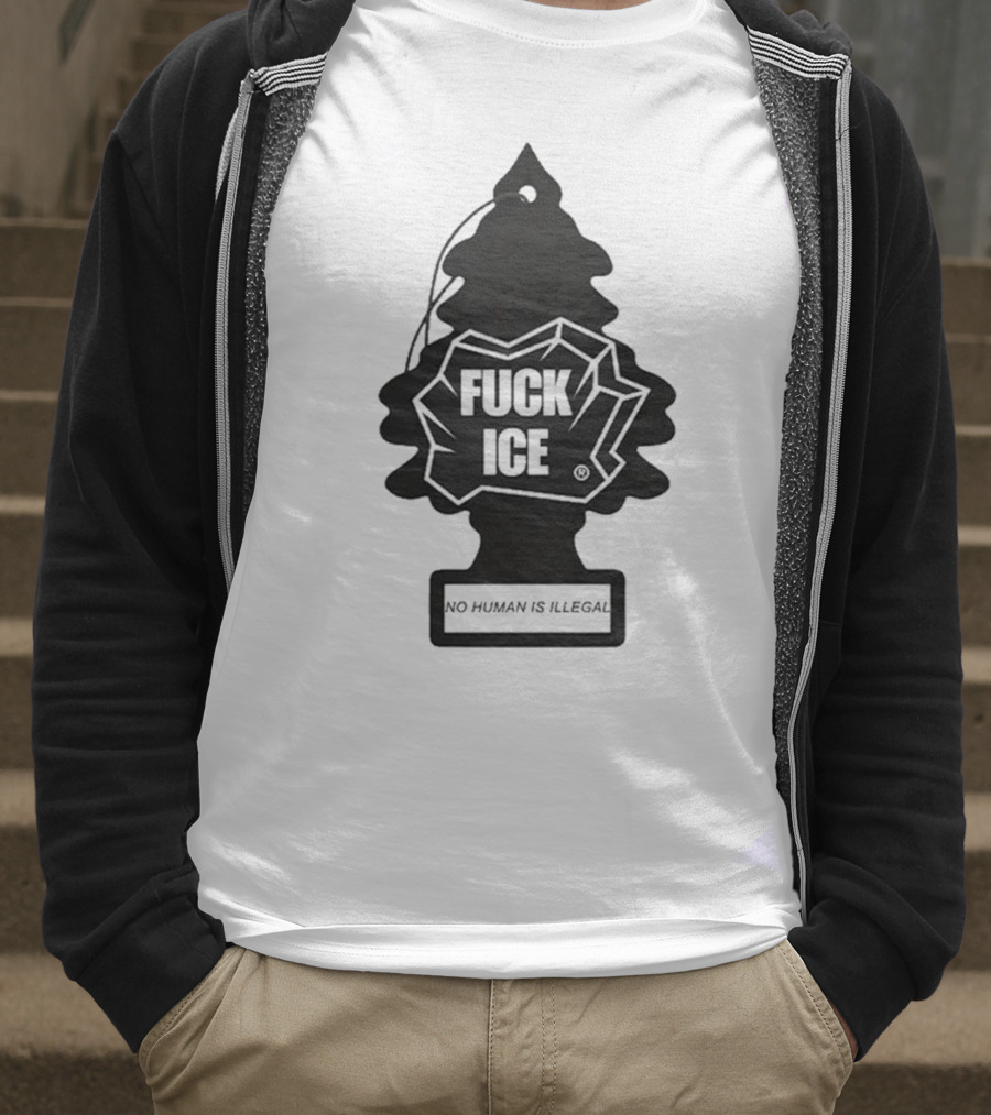 No Human Is Illegal Fuck ICE Tree Shape T-Shirt