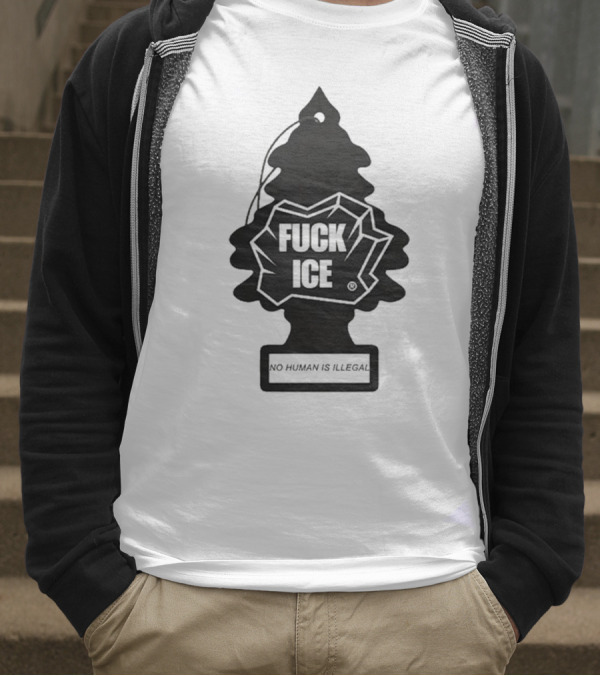 No Human Is Illegal Fuck ICE Tree Shape T-Shirt