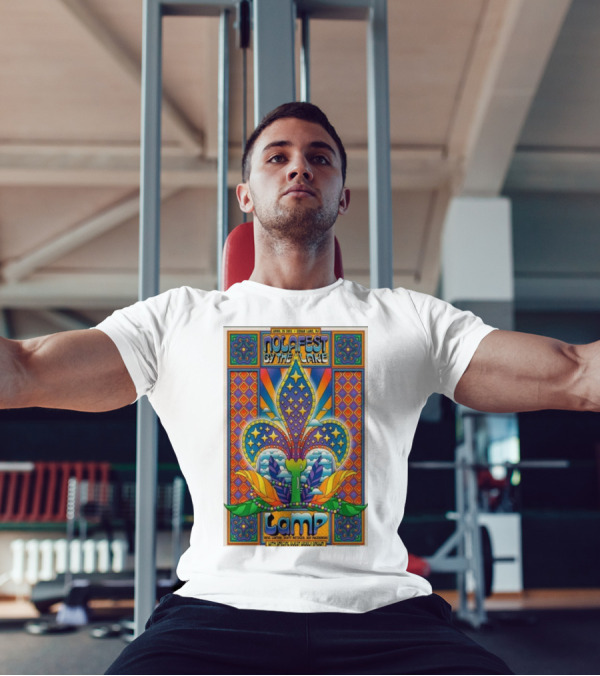 Nolafest By The Lake Lamp Cedar Lake NJ April 26 2025 Fleming Fleur-de-Lis Psychedelic Art Style T-Shirt