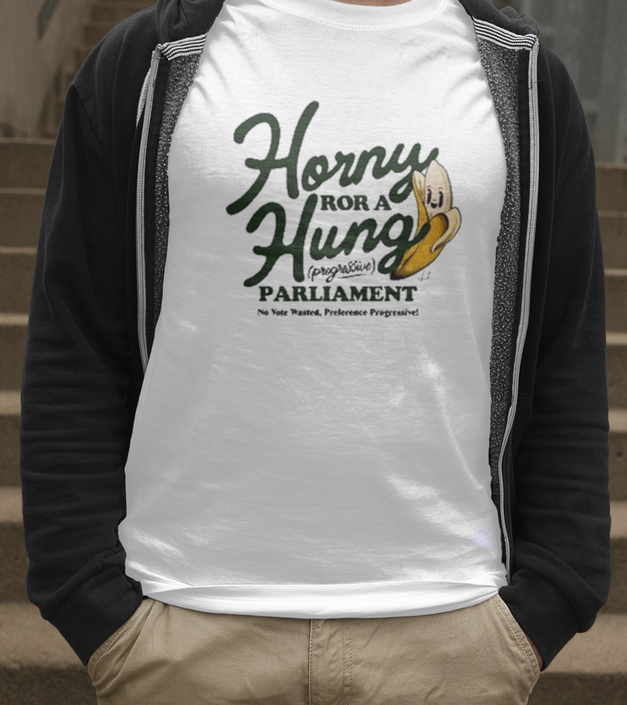 Horny For A Hung Parliament Banana Cartoon T-Shirt