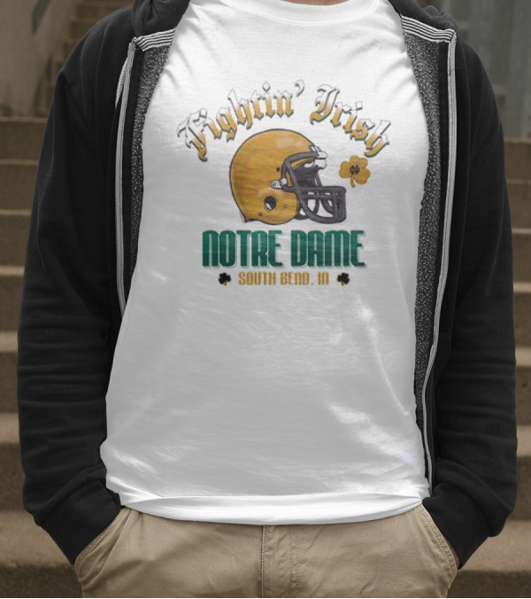 Fighting Irish Vintage Notre Dame Football South Bend IN Helmet Icon T-Shirt