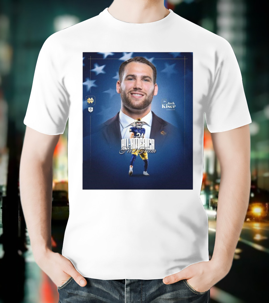 Notre Dame Football CSC Academic All-America First Team Jack Kiser Linebacker 24 Star Background T-Shirt