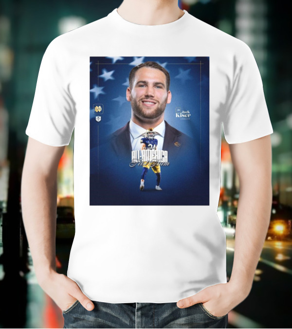 Notre Dame Football CSC Academic All-America First Team Jack Kiser Linebacker 24 Star Background T-Shirt