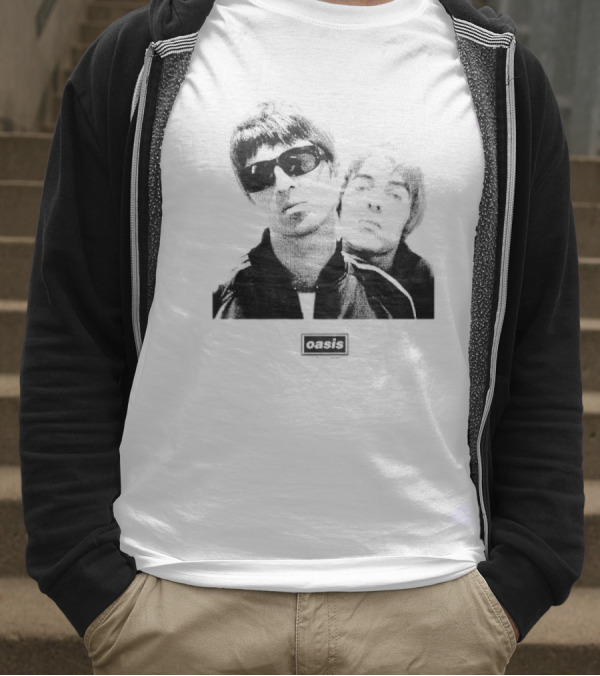 Oasis Boxed Web Exclusive Liam And Noel Gallagher Black And White T-Shirt