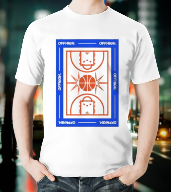 Offhigh Home White Basketball Court Blueprint T-Shirt