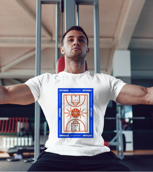 Offhigh Home White Basketball Court Blueprint T-Shirt