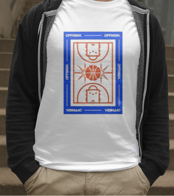 Offhigh Home White Basketball Court Blueprint T-Shirt