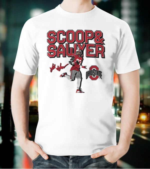 Ohio State Scoop And Sawyer Jack Sawyer Signature Buckeyes Football T-Shirt