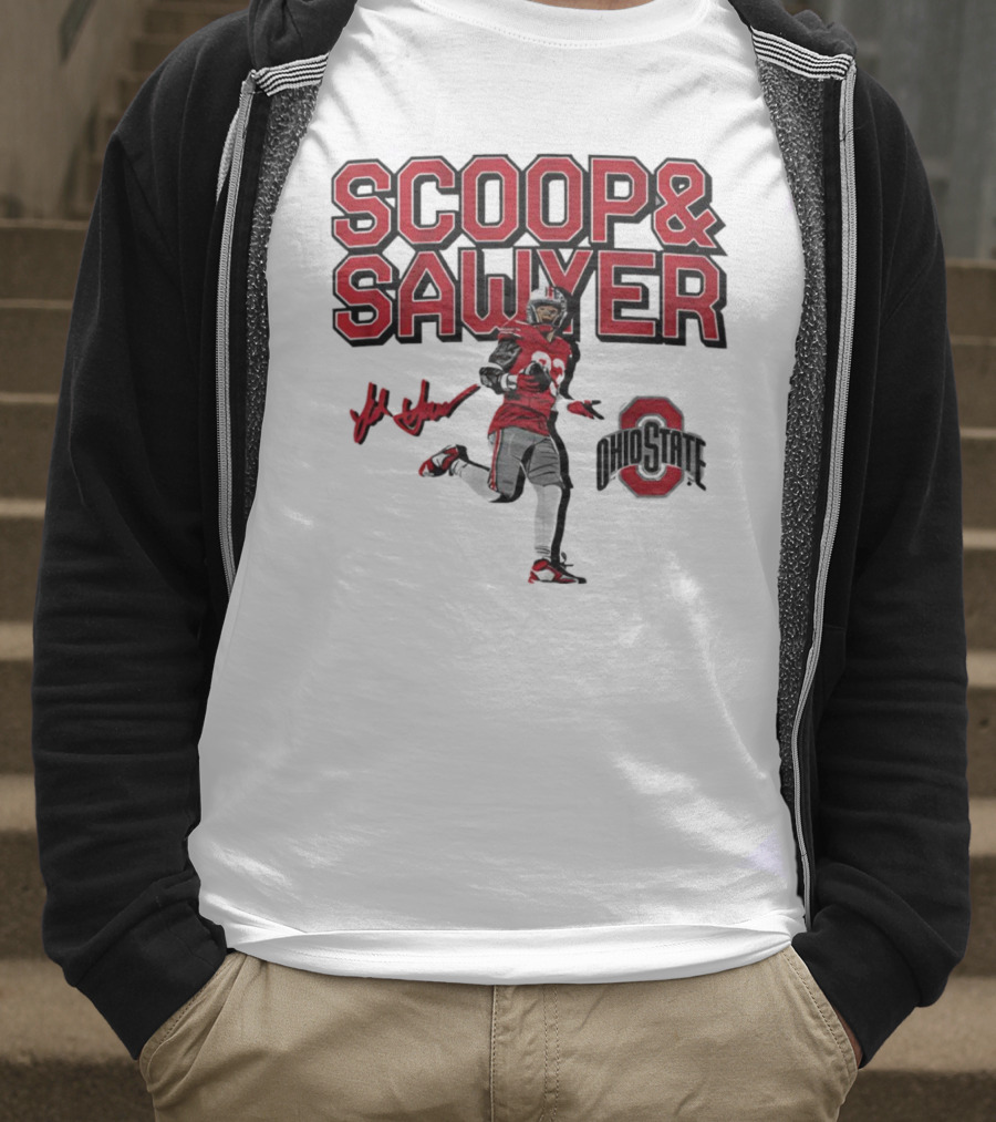 Ohio State Scoop And Sawyer Jack Sawyer Signature Buckeyes Football T-Shirt