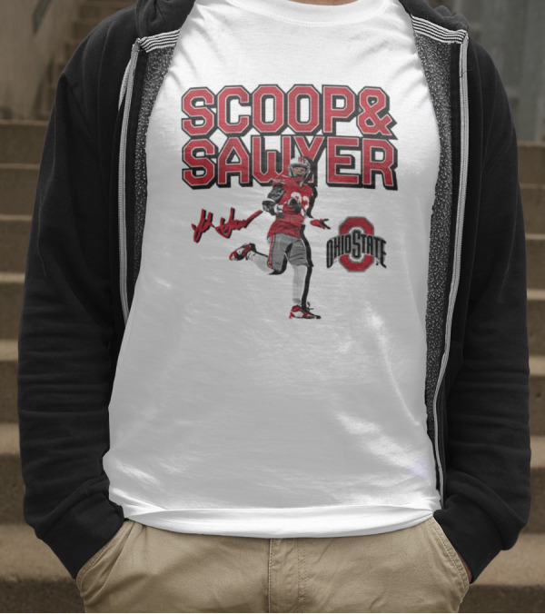 Ohio State Scoop And Sawyer Jack Sawyer Signature Buckeyes Football T-Shirt
