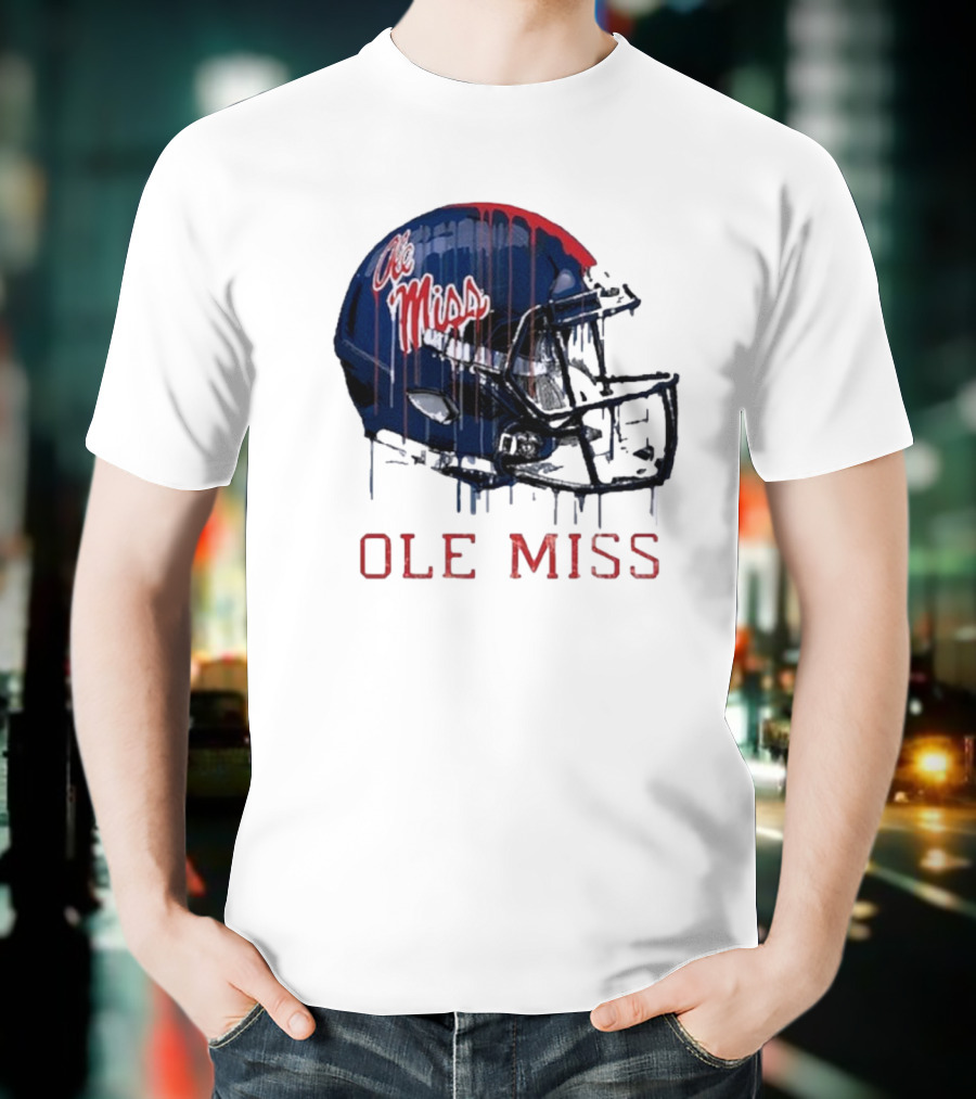 Ole Miss Dripping Football Helmet T-Shirt