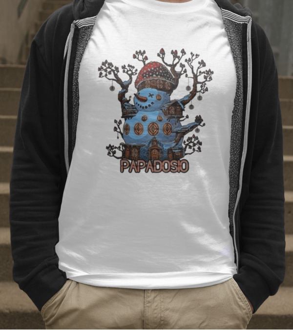 Papadosio Crimbus Snowman With Red Hat And Light Symbols T-Shirt