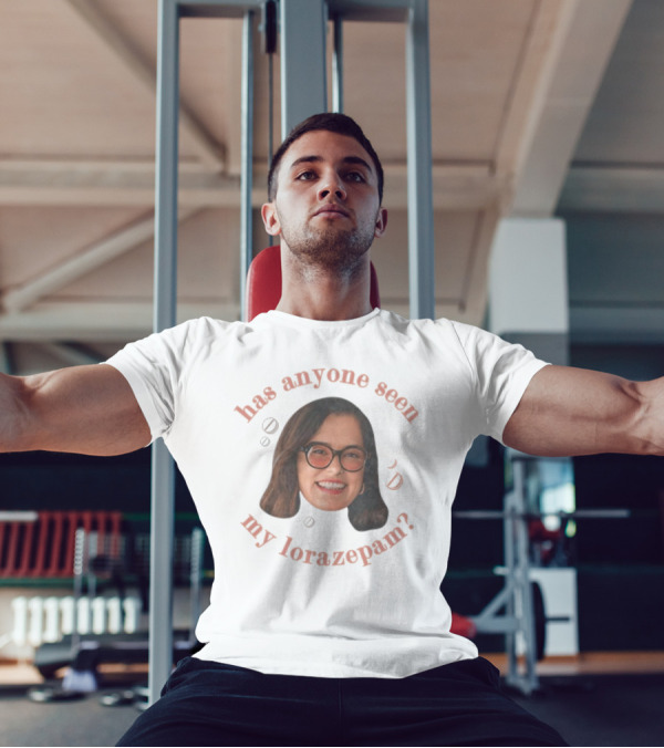 "Parker Posey Has Anyone Seen My Lorazepam Face Glasses Circular Text" T-Shirt