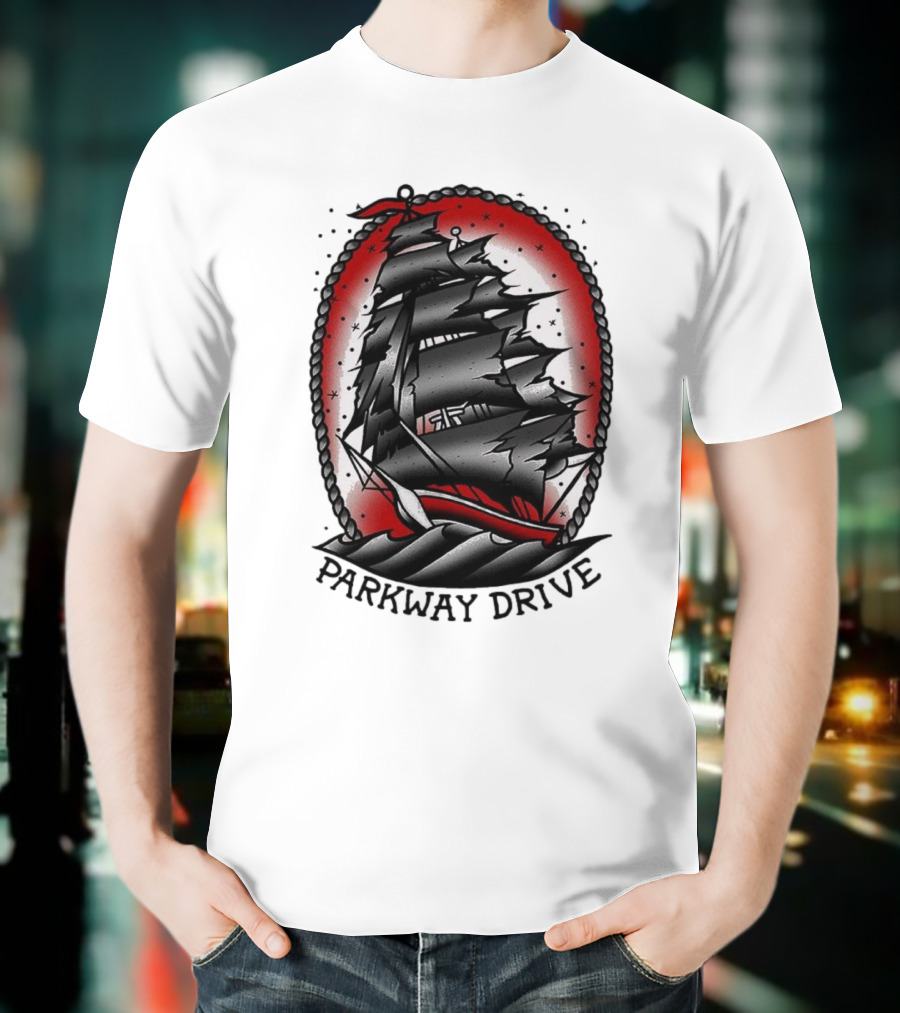 Parkway Drive Home Is For The Heartless Ship Ocean Tattoo Art Style T-Shirt