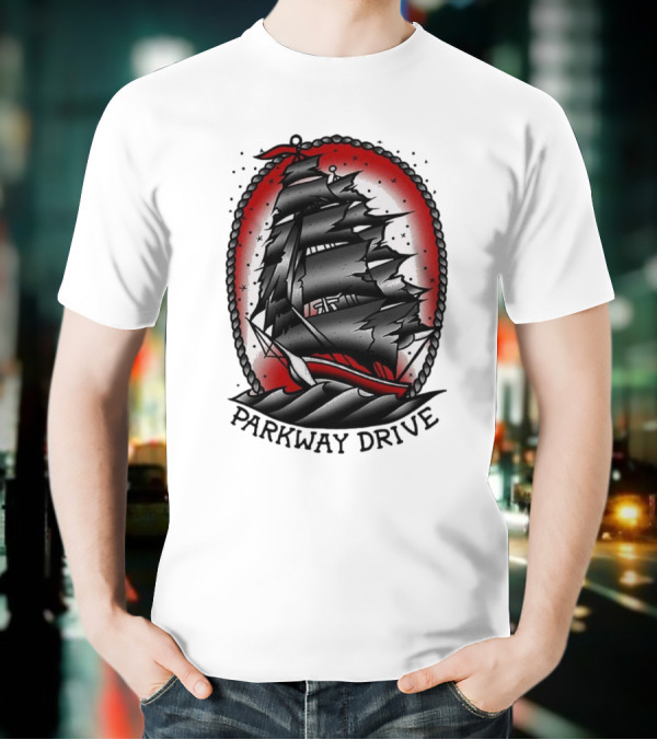 Parkway Drive Home Is For The Heartless Ship Ocean Tattoo Art Style T-Shirt