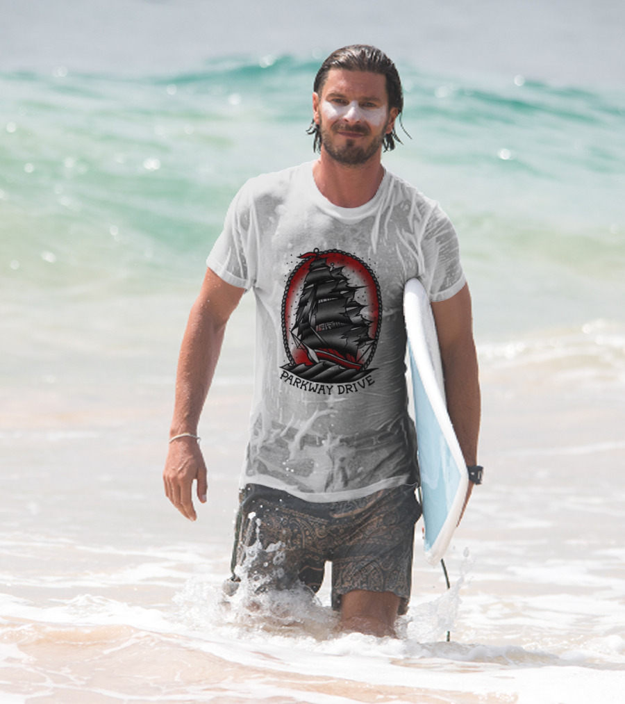Parkway Drive Home Is For The Heartless Ship Ocean Tattoo Art Style T-Shirt