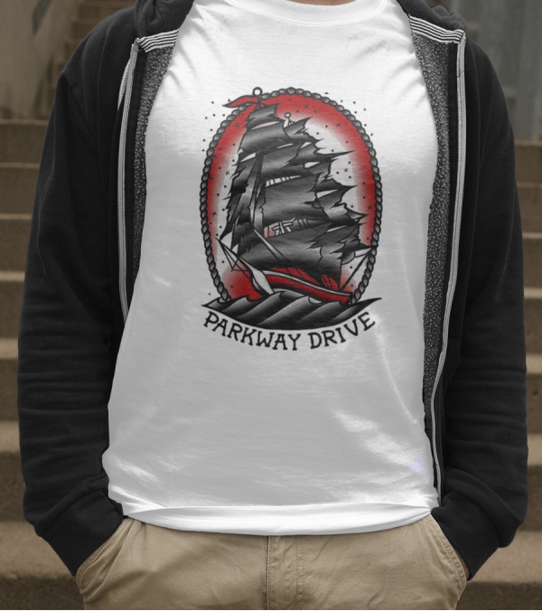 Parkway Drive Home Is For The Heartless Ship Ocean Tattoo Art Style T-Shirt