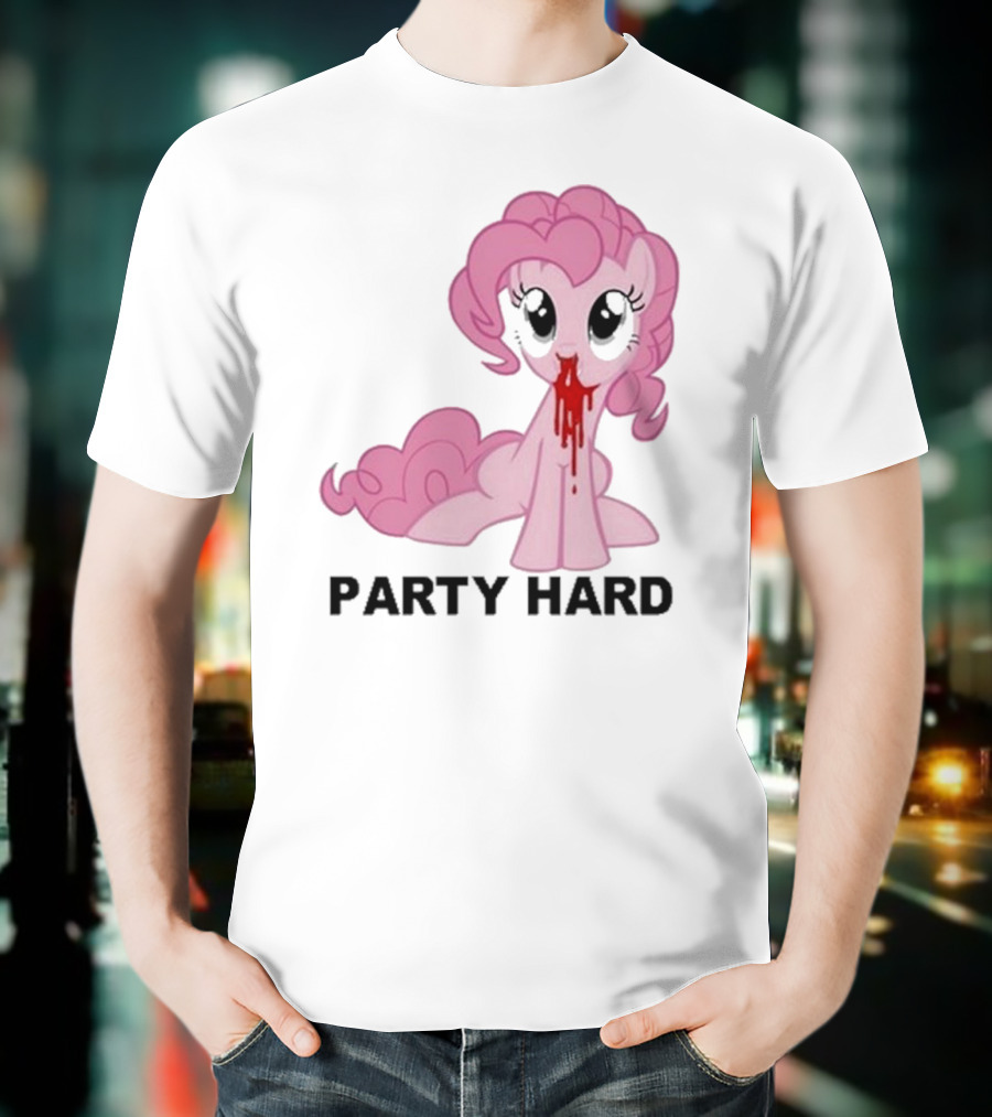 Party Hard Pony Creepy Pink Character Emo Aesthetic T-Shirt