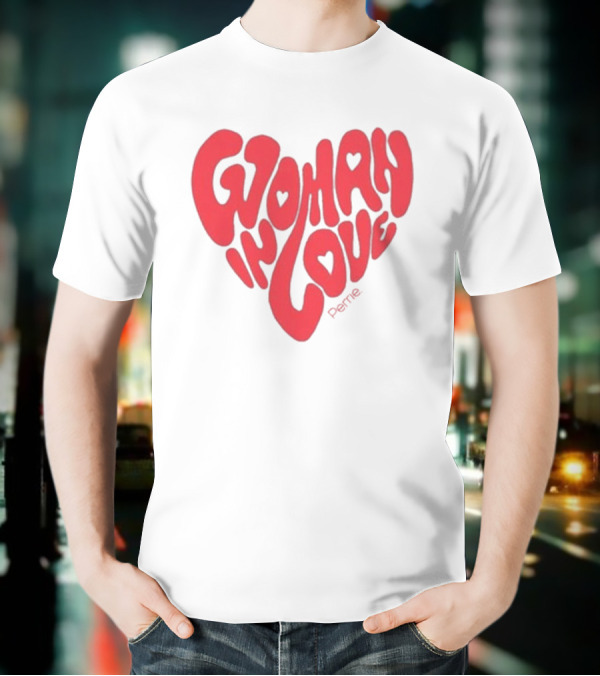 Perrie Woman In Love Heart-Shaped Typography T-Shirt