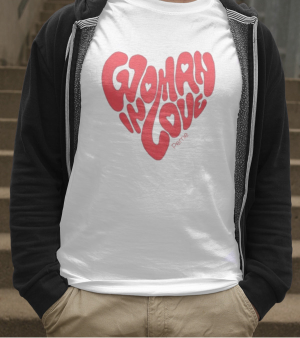 Perrie Woman In Love Heart-Shaped Typography T-Shirt