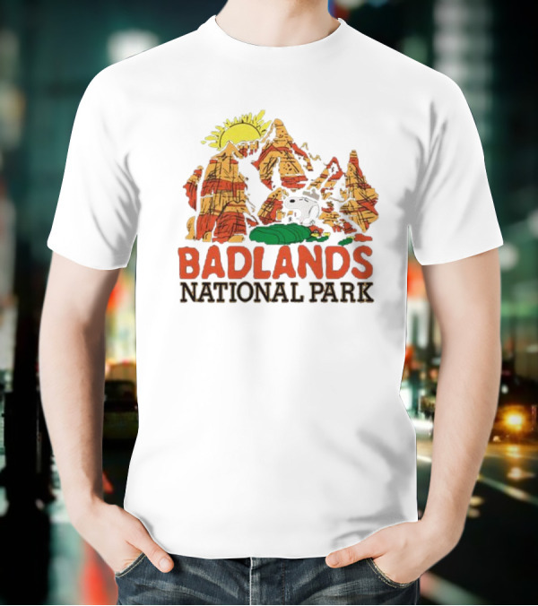 Peanuts Snoopy Badlands National Park Sun And Rock Formation T-Shirt