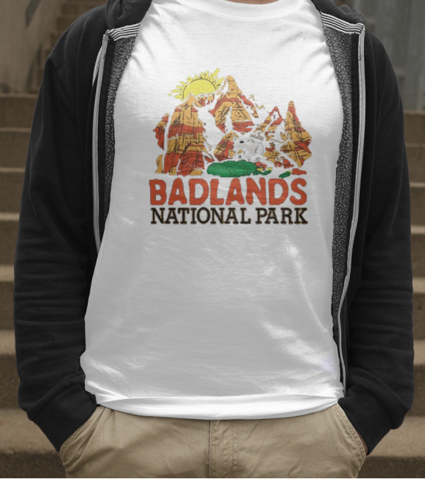 Peanuts Snoopy Badlands National Park Sun And Rock Formation T-Shirt