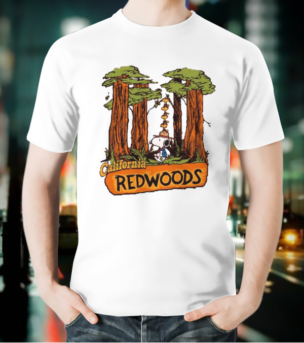 California Redwoods Snoopy Peanuts Camping Adventure T-Shirt