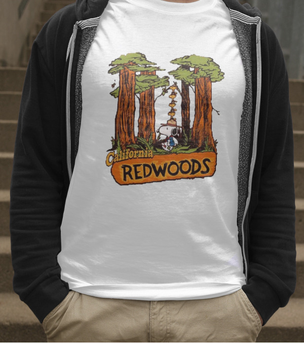 California Redwoods Snoopy Peanuts Camping Adventure T-Shirt
