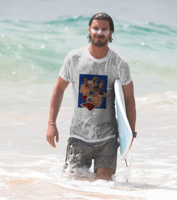 Pedro Pascal Humorous Illustrated Collage Reading And Relaxing Moments T-Shirt