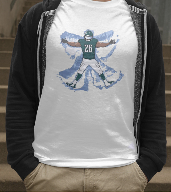 Philadelphia Eagles Philly Football Snow Angel Player 26 Green Uniform T-Shirt