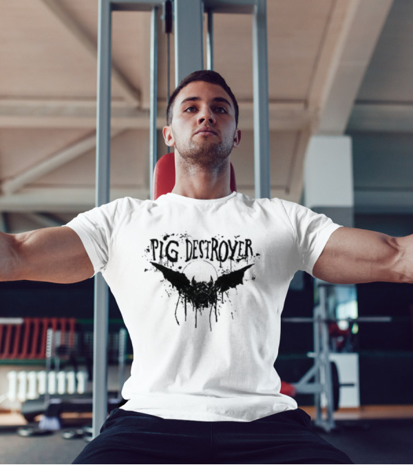 Pig Destroyer Heavy Metal Band Logo With Bat And Splatter Elements T-Shirt